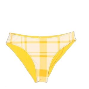 NWT CUPSHE Reversible Yellow Plaid Bikini Bottom Size Large
